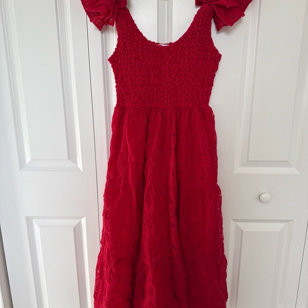Sofie the Label Red Midi/Maxi Dress Sz XS Flowy Romantic Resortwear Summer Beach